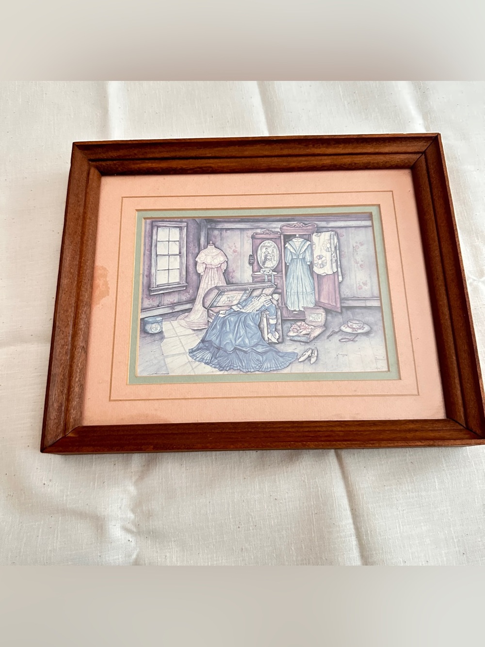 Vintage framed 9x11 Victorian closet print